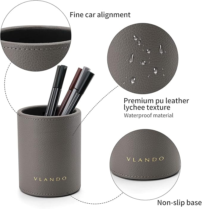 VLANDO Office Desk Organizer Leather Desktop Organizer Caddy - Image 5