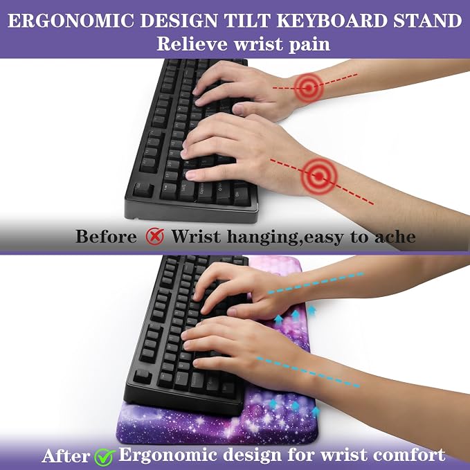 Ergonomic Keyboard Stand with Wrist Rest, Computer Wrist Support Pad, Tilted - Image 3