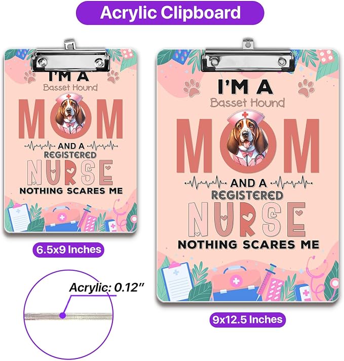 I'm a Basset Hound Mom and a Registered Nurse Nothing Scares Me Acrylic - Image 5