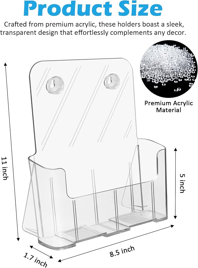 Acrylic Brochure Holder, 4 Packs Brochure Holder 8.5 x 11, Flyer Holder - Image 2