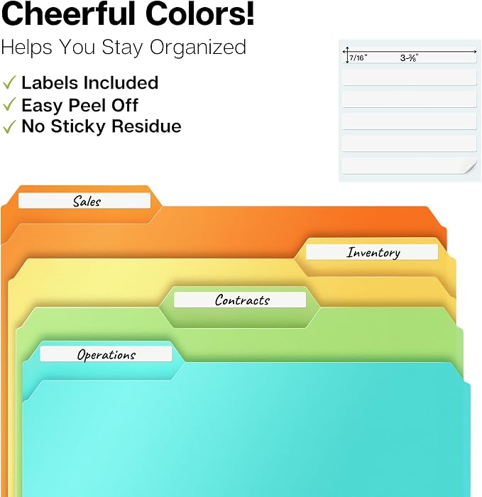 Dunwell Plastic Colored File Folders, 1/3 Tab File Folders - Image 2
