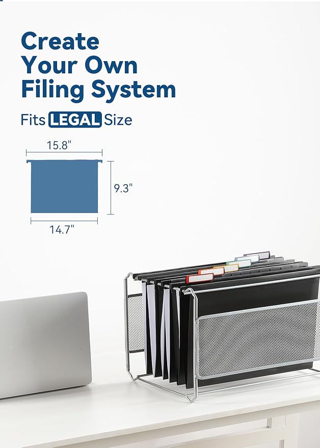 SortRax Plastic Legal Size Hanging File Folders, 12 Pack Black Hanging Folders - Image 5