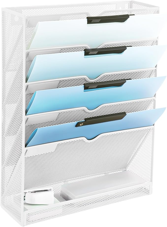 EASEPRES 6 Tier Mesh Hanging Wall File Organizer, Desk Vertical Mail Paper by EASEPRES