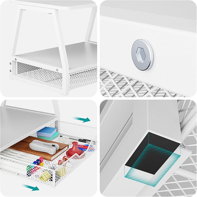 2-Tier Printer Stand with Storage, Desktop Organizer with Drawers - Image 8