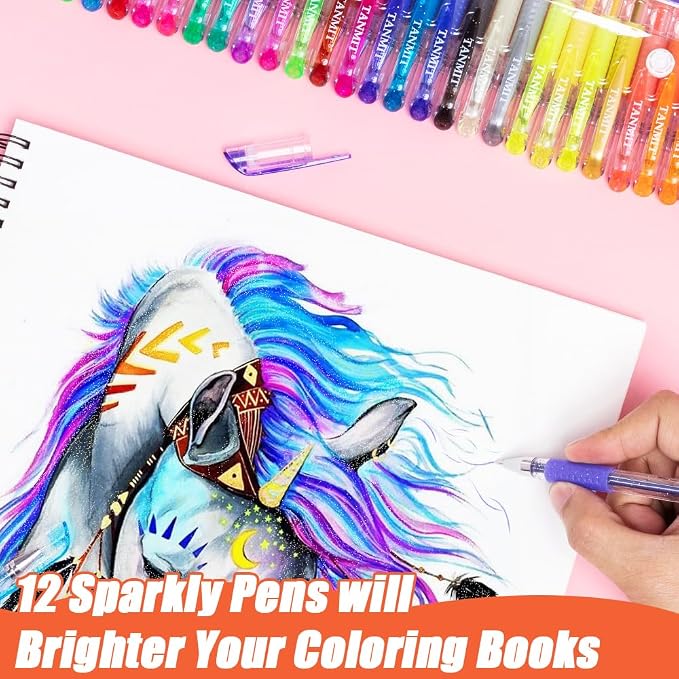 TANMIT 36 Colors Gel Pens Set for Adult Coloring Books, Colored Gel Marker - Image 4