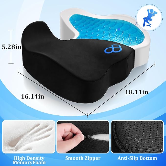 CushyOasis Seat Cushion, Gel Chair Cushions, Office Chair Cushions, Anti-Slip - Image 5