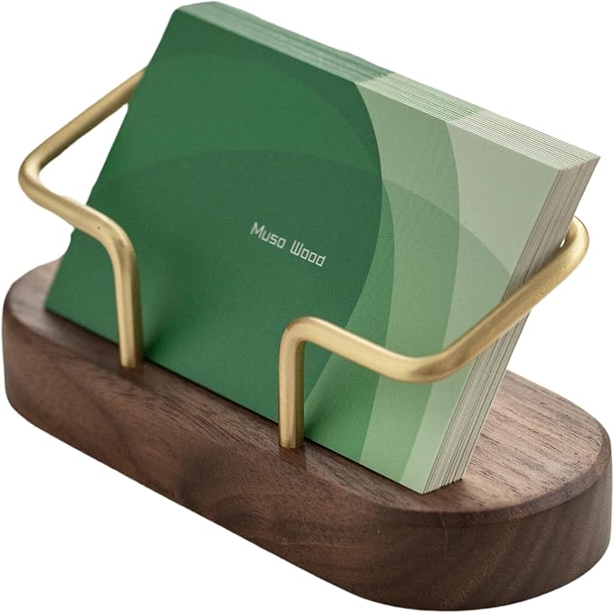muso wood Business Card Holder for Desk, Wooden Creative Business Card Display by Musowood