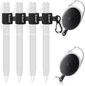 Likesing 4 Black Retractable Pen Holder, 27.5" Reel Elastic Pen Leash by Makelifethewayyoulike