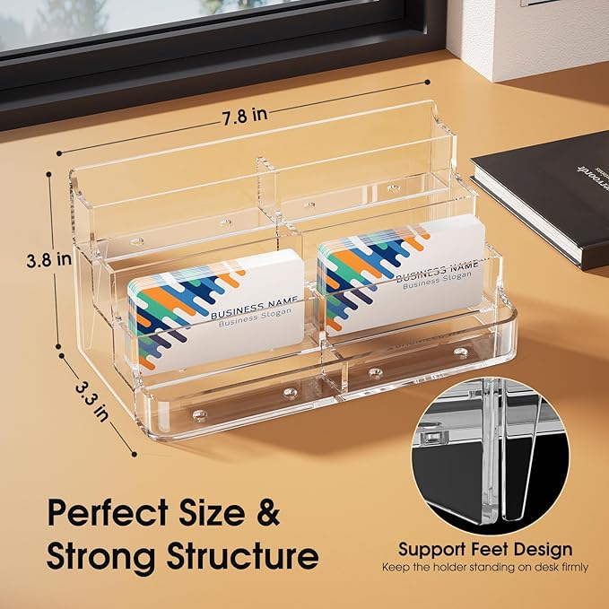 MaxGear Acrylic Business Card Holder, Desktop Card Display Stand, 8 Pockets | - Image 3