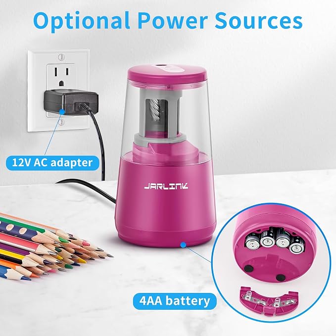 JARLINK Electric Pencil Sharpener, Heavy-Duty Helical Blade to Fast Sharpen - Image 5