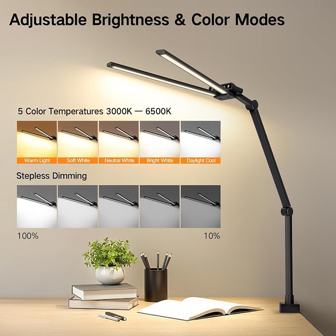 OUTON 29.5" LED Desk Lamp with Clamp - Image 5