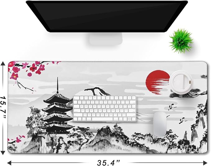 Japanese Landscape Large Mouse Pad, Large Extended Mouse Pad - Image 2
