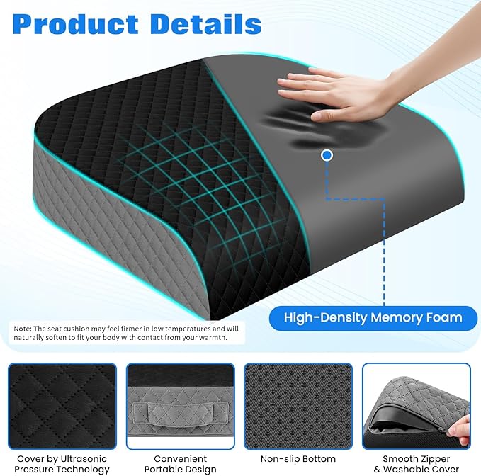 Seat Cushion for Office Chair, Memory Foam Chair Cushions, Car Seat Cushion for - Image 3