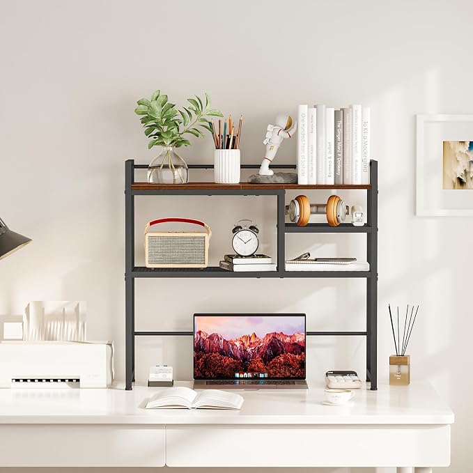 Snughome 31.9" Desk Shelf, Desktop Organizer Shelf, Desk Hutch Dorm, 3-Tier - Image 4