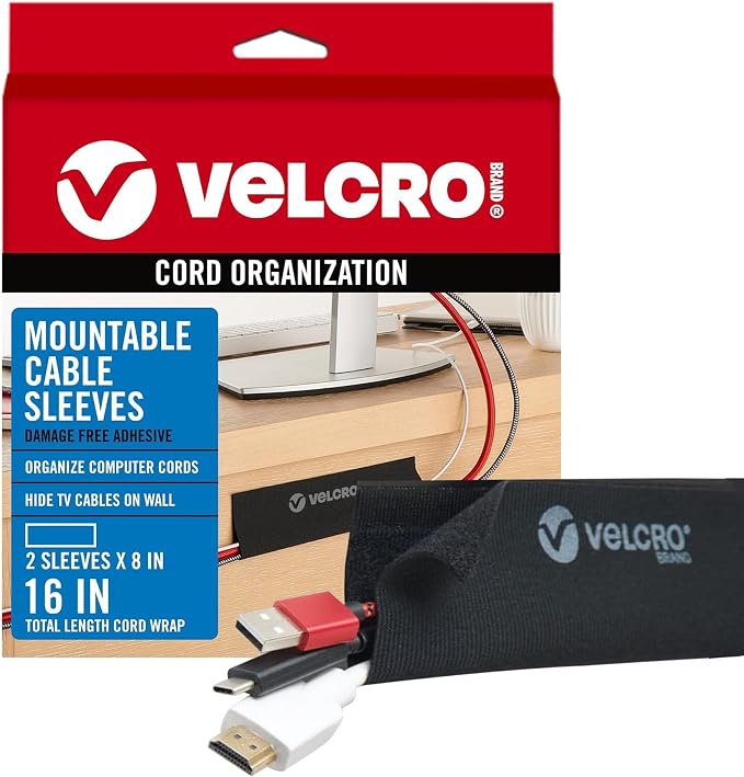 VELCRO Brand Mountable Cable Sleeve | Cord Management Mounts on Walls, Desk or by VELCROBrand