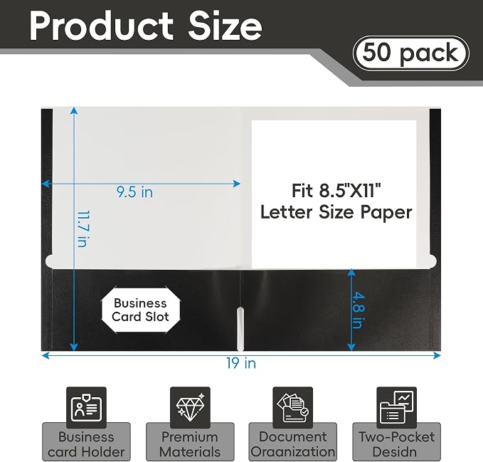 VZCPYTPM 50 Pack Black Folders - Image 2