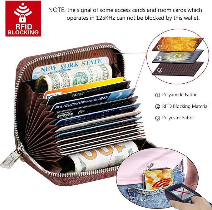 FurArt Zipper Wallet Women, RFID Blocking Credit Card Wallet, Business Card - Image 5