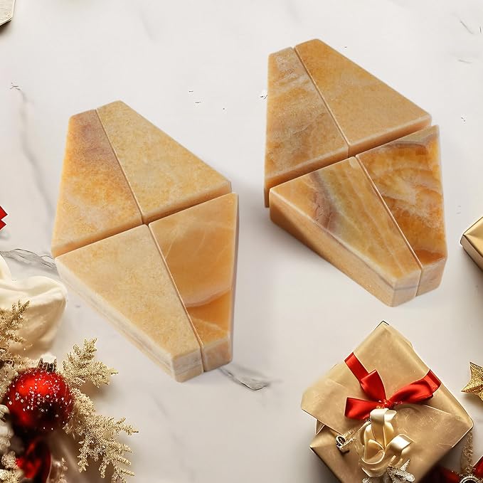 Marble Bookend for Heavy Books, Decorative Bookends for Shelves, Durable and - Image 2