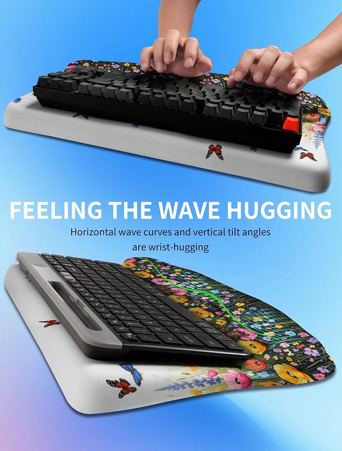 Ergonomic Wave Wrist Rest with Keyboard Stand, Cushioned Palm Rest, Comfortable - Image 4