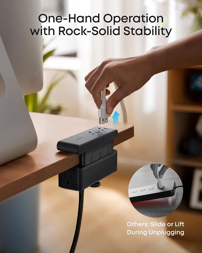 Anker Nano Power Strip, Desk Clamp, 70W Max, 1500J Surge Protector, 2 USB C | - Image 5