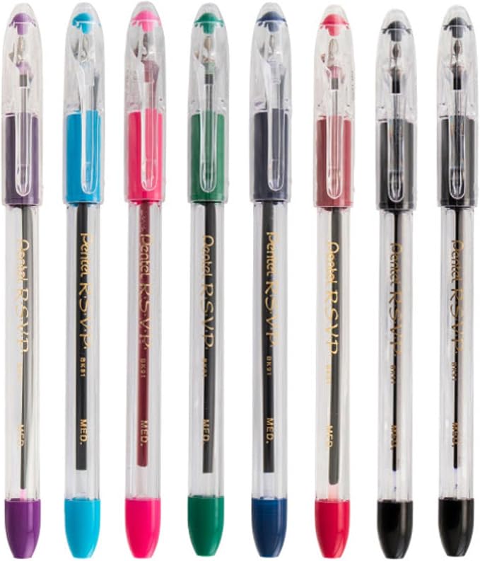 Pentel RSVP Original Ballpoint Pen, Medium Line, 8 Pack - Image 2