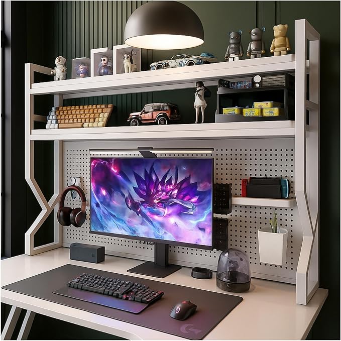 Desktop Hutch Bookshelf, Many Gifts, Metal Desktop Bookcase by Unknown