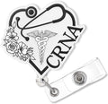 Elegant CRNA Badge Reel Retractable, Cute Certified Registered Nurse by Bydevia