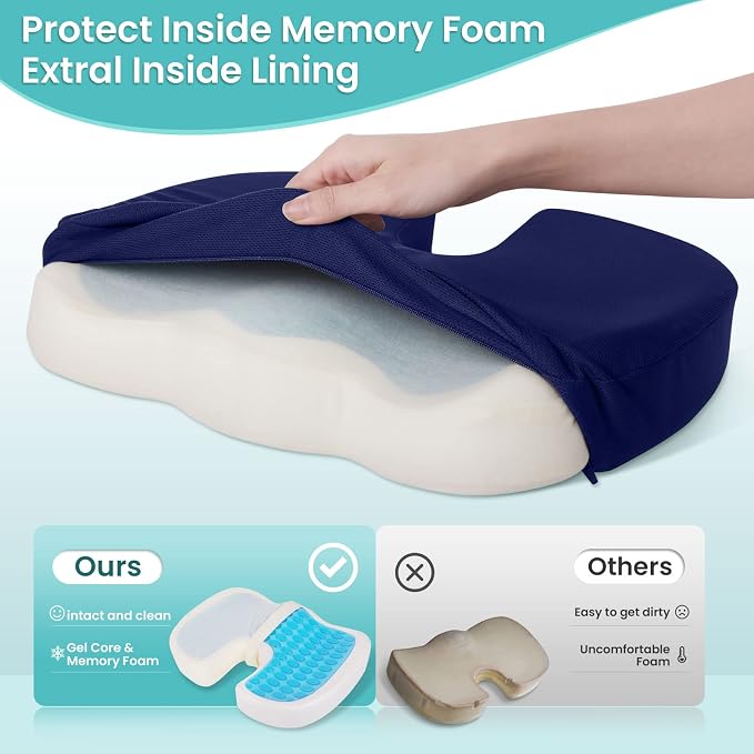 Office Chair Seat Cushion, Cooling Gel Enhanced Memory Foam Cushion - Image 4
