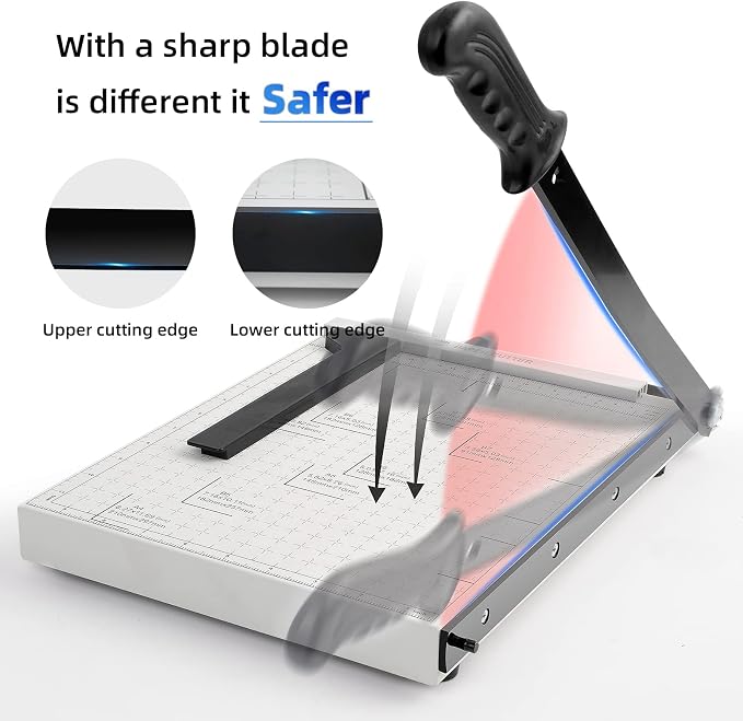 ZEQUAN 12" Heavy Duty Guillotine Cutter, Safety Lock, Metal Base, 12-Sheet | - Image 3