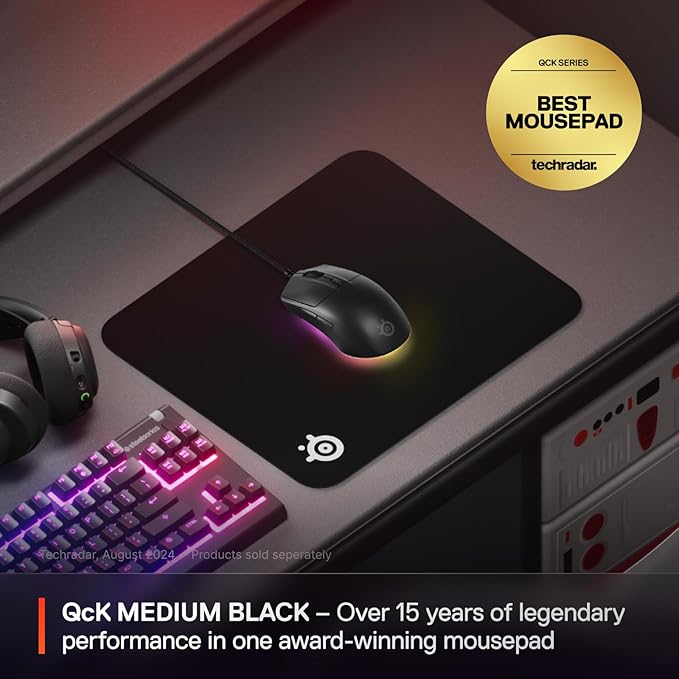 SteelSeries QcK Medium Gaming Mousepad — Black — Non-Slip Silicone Rubber Base - Image 2