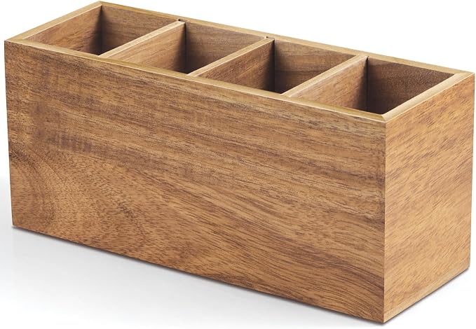 Bivvclaz Pencil Pen Holder for Desk, Acacia Wood Office Desk Organizers and by Bivvclaz