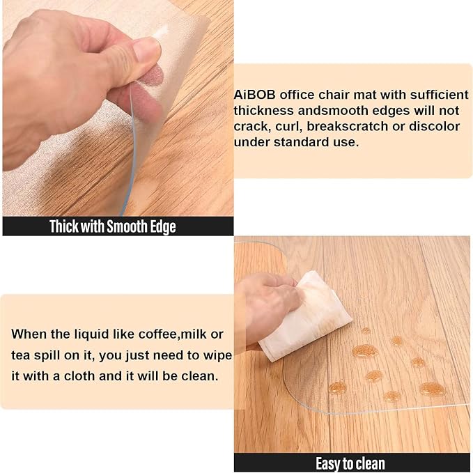 AiBOB Office Chair Mat for Hardwood Floor, Heavy Duty Desk Mat, No Curling - Image 4