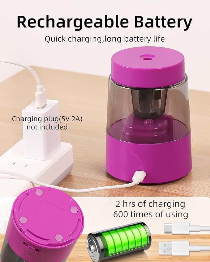 ZMOL Electric Rechargeable Pencil Sharpener, Automatic Colored Pencil Sharpener - Image 5