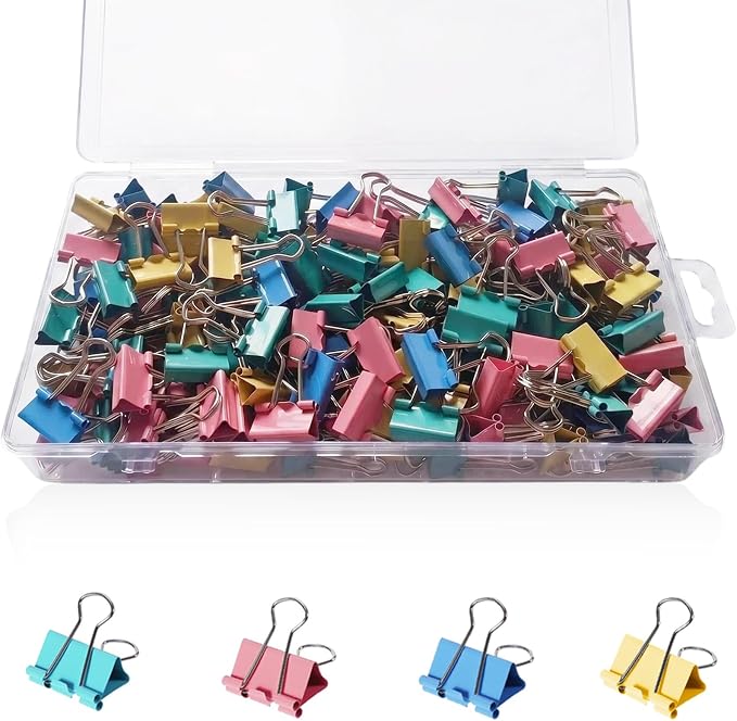 148Pcs Small Binder Clips Assorted Colored, 0.75 in/19mm Mini Binder Paper by Unknown