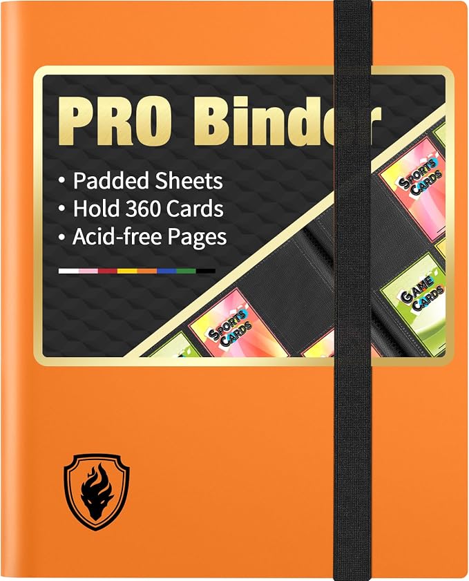Heavy Duty Card Binder, Fabmaker 9 Pocket Trading Card Binder Holds 360 Cards by Fabmaker