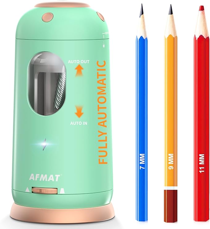 AFMAT Electric Pencil Sharpener, Auto in & Out, Fully Automatic Pencil Sharpener by AFMAT