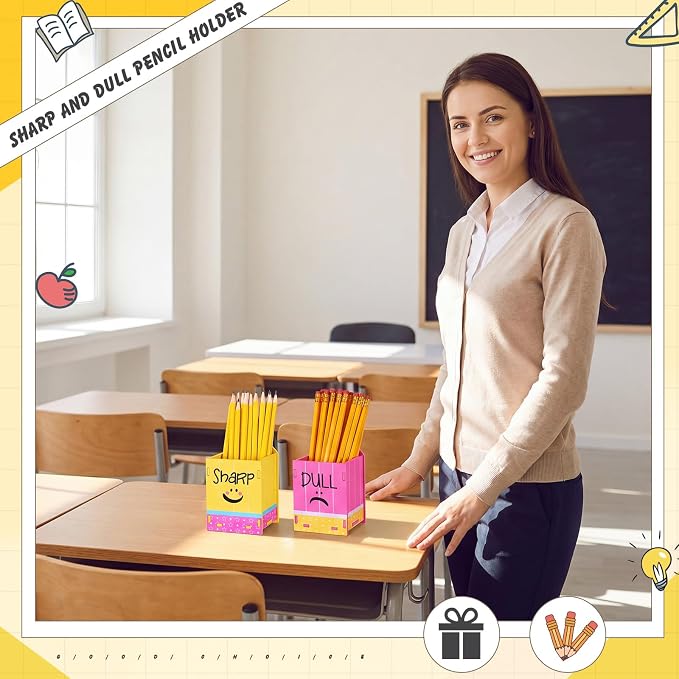 DoubleFill 2 Pcs Pencil Shaped Holder Sharp Dull Holder Wooden Dispenser Pencil - Image 5