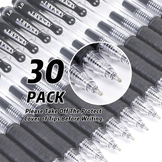 Aen Art Gel Pens, 30 Pack Black Gel Pen Fine Point, Retractable Gel Ink - Image 6