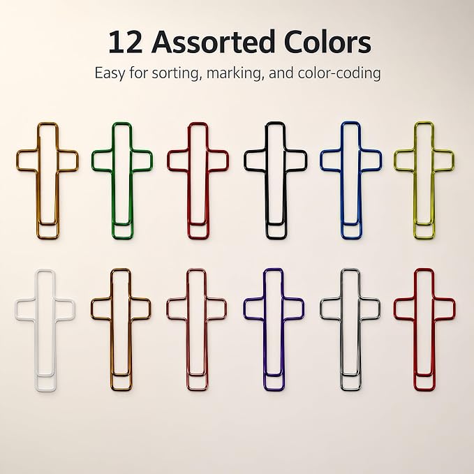 120 Pcs Cross Paper Clips, 1.34 x 0.8 Inch Multicolor Metal Bookmark Clips - Image 3