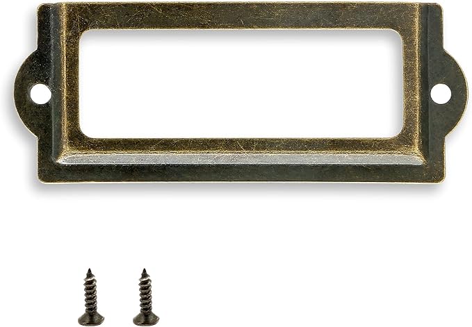 Antique Label Holder, 3.3 Inch, Office File Cabinet Shelves Drawer, Name Card by Rierdge