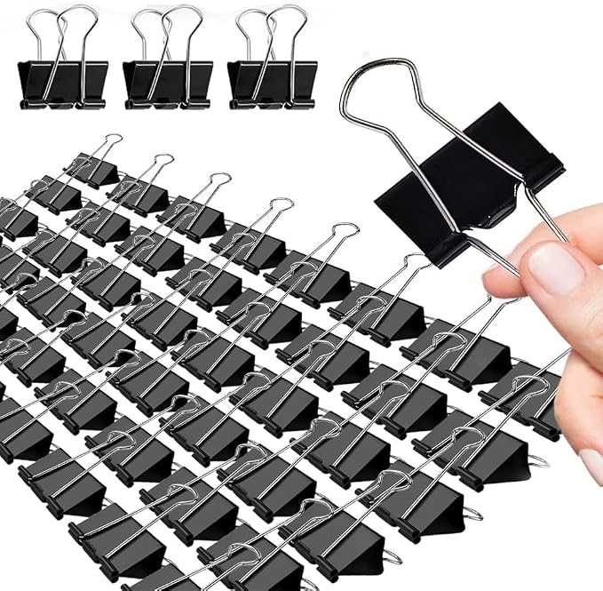 Black Binder Clips, 72 Pack, Non-Standard 41mm, 1.6 Inch, Large Clips, Capacity by Makanu