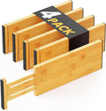 SpaceAid Bamboo 4 Pack Dresser Drawer Dividers, 4.65“ High Adjustable 12.5“-17” by SpaceAid