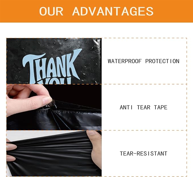 POLYSELLS Thank You Poly Mailers 14.5x19 inches 50 Pcs Waterproof Self-Sealing - Image 4