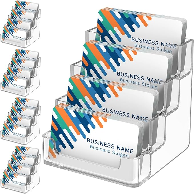 MaxGear Acrylic Business Card Holder, 320 Cards Capacity, 4 Pocket, 4 Pack | by MaxGear