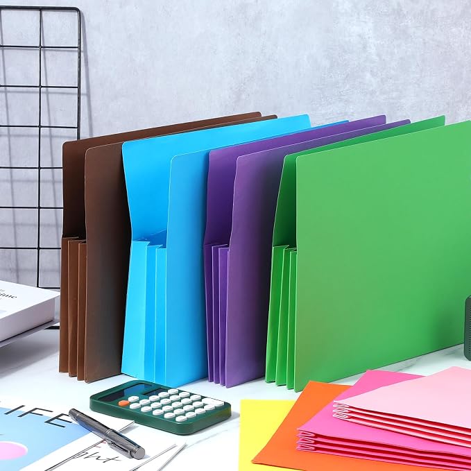 8 Pcs Expanding File Pockets, Letter Size, Accordion File Folders, 4.7 Inch - Image 4