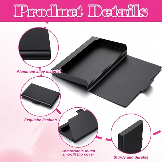 2 Pcs Business Card Holder for Purse, Aluminum Alloy Metal Pocket Business Card - Image 2
