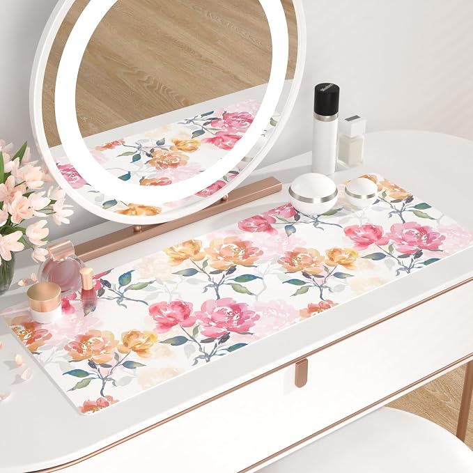 QiyI Floral Mouse Pad, Watercolor Flowers Desk Mat - Image 6
