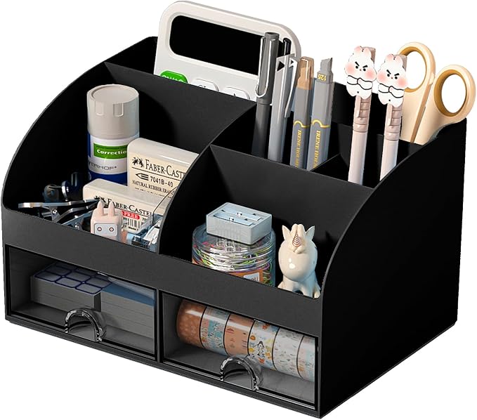 COMFYROOM Desk Organizer with 6 Compartments and 2 Drawers, Plastic Makeup by COMFYROOM
