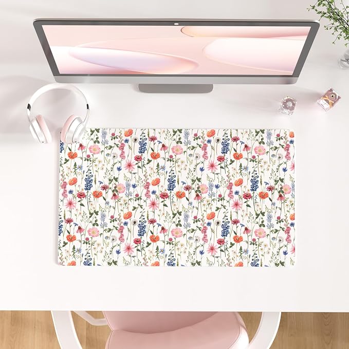 Colorful Star Large Mouse Pad, Watercolor Floral Desk Mat Office Supplies by ColorfulStar