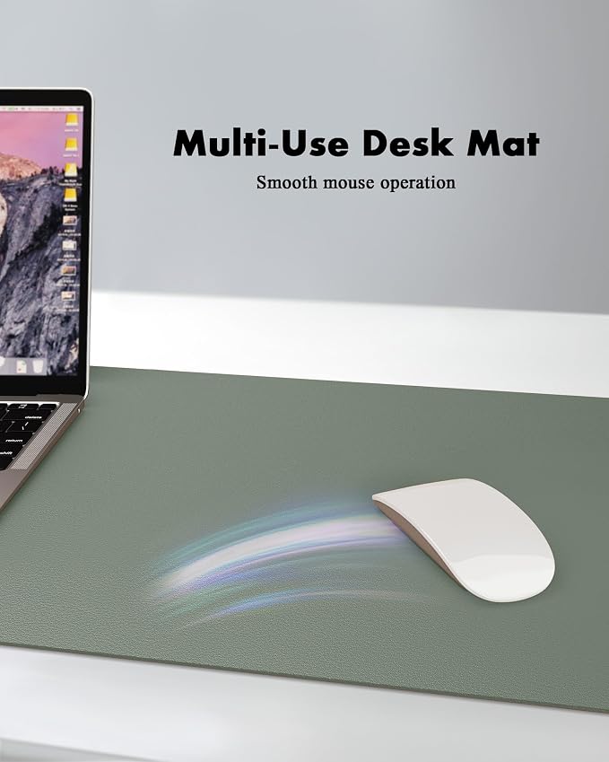 YSAGi Double-Sided Desk Pad, 23.6"x13.7"Leather Desk Mat, Eco Cork Desk Pad - Image 3